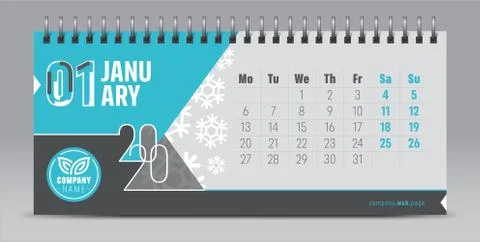 2020 vector calendar design, typography, illustration. Stock Illustration