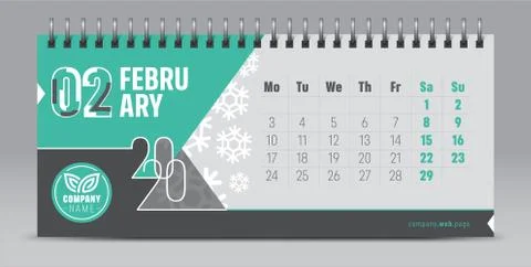 2020 vector calendar design, typography, illustration. Stock Illustration
