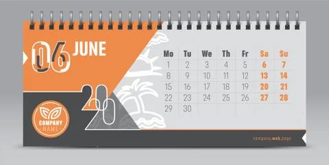 2020 vector calendar design, typography, illustration. Stock Illustration