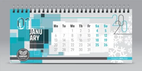 2020 vector calendar design, typography, illustration. Stock Illustration