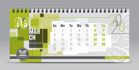 2020 vector calendar design, typography, illustration. Stock Illustration