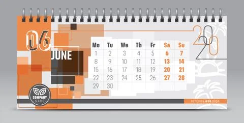 2020 vector calendar design, typography, illustration. Stock Illustration