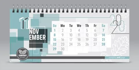 2020 vector calendar design, typography, illustration. Stock Illustration