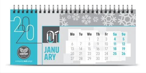 2020 vector calendar design, typography, illustration. Stock Illustration