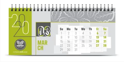 2020 vector calendar design, typography, illustration. Stock Illustration