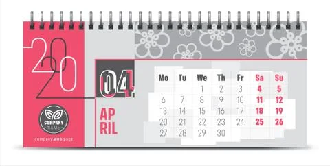 2020 vector calendar design, typography, illustration. Stock Illustration