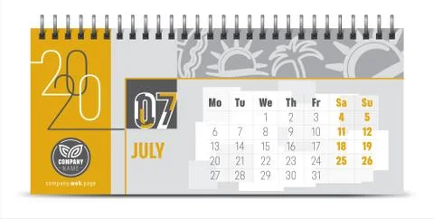 2020 vector calendar design, typography, illustration. Stock Illustration