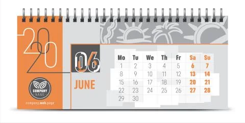 2020 vector calendar design, typography, illustration. Stock Illustration