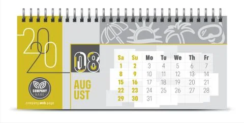 2020 vector calendar design, typography, illustration. Stock Illustration