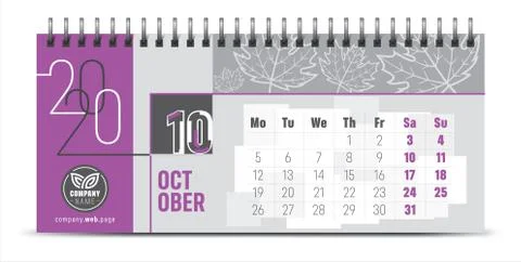 2020 vector calendar design, typography, illustration. Stock Illustration