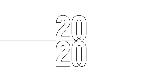 2020 vertically year continuous line art animation on white black background Stock Footage 312544770