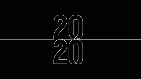2020 vertically year continuous line art animation on white black background Vídeo Stock 312544780