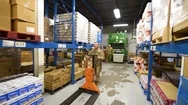 2020 - Warehouses Deliver Goods To Maintain Supply Chain Economics During The Stock Footage