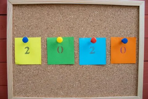 2020 written in post-it Stock Photos