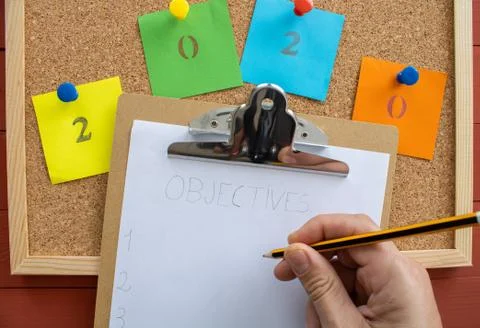 2020 written in post-it Stock Photos