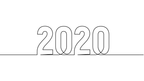 2020 year continuous single one line art drawing animation numbers video Stock Footage 313395625