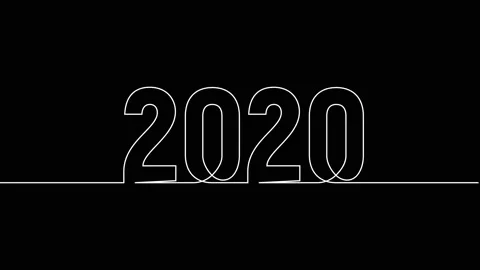 2020 year continuous single one line art drawing animation numbers video Stock-Footage 313395629