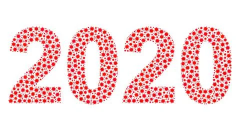 2020 Year Digits Composition Icon with Covid Virus Infection Elements Stockillustratie