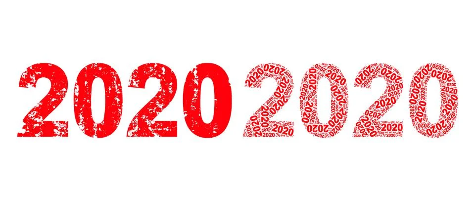 2020 Year Digits Icon Recursive Mosaic and Grunge Textured Icon 스톡 일러스트