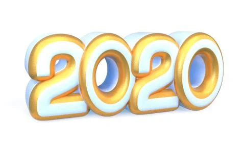 2020 Year Number Text isolated on White Background. 3D Illustration. 3d rende Stock Illustration