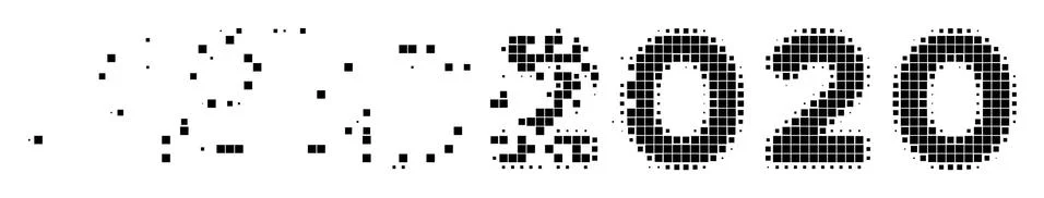 2020 Year Text Burst Pixel Icon Stock Illustration