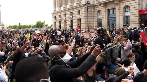 20200606 - BLM Paris Protests 4K Clip 18 Stock Footage 132316061