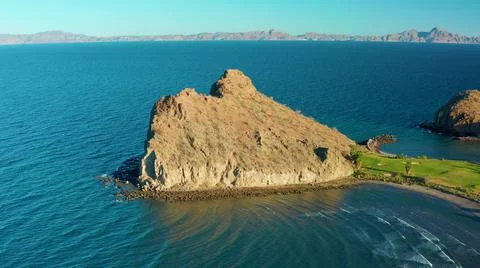 2020:LORETO BCS MEXICO.Panoramic View Of Small Beautiful Island With Greenery In Stock Photos