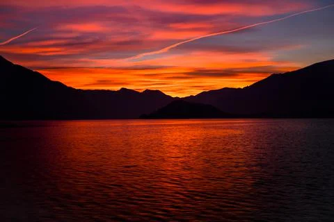 2021 12 30 Como sunset at the lake Stock Photos