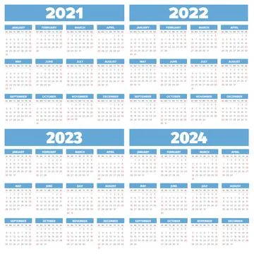 2021-24 Vector calendar template set on the white Stock Illustration