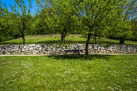 2021 4 27 Sovizzo bench with trees Stock Photos