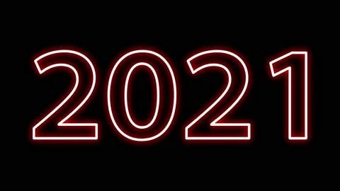 2021 animation, red glowing animation on a black background Stock Footage 139045982