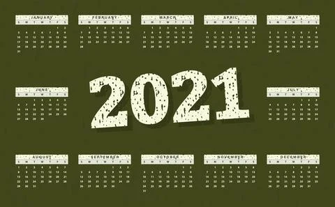 2021 annual calendar vector design, badge Military, Army design on green camo Illustrazione stock