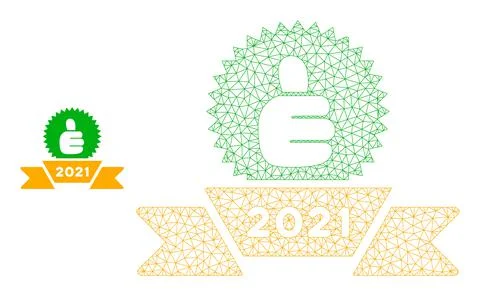 2021 Award Ribbon Vector Mesh Carcass Model Stock Illustration