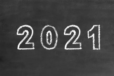 2021 bold numbers in handwritten thin stroke white chalk brush font Stock Illustration