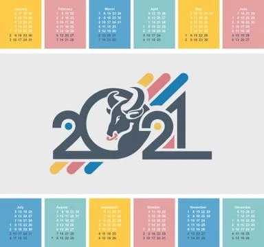 2021 calendar retro style vector poster Illustrazione stock