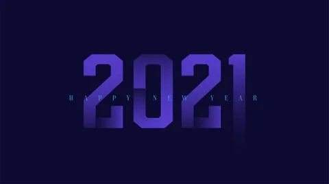 2021 calligraphy with gradient effect number on dark background. Stock Illustration