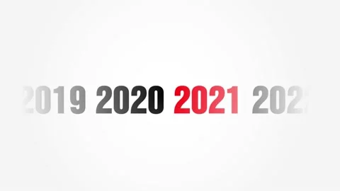 2021 change. Glowing, blinking 2021 text. white background Stock Footage 146049535