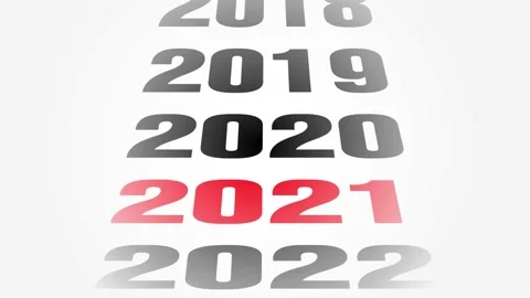2021 change. Glowing, blinking 2021 text. white background Stock Footage 146049546
