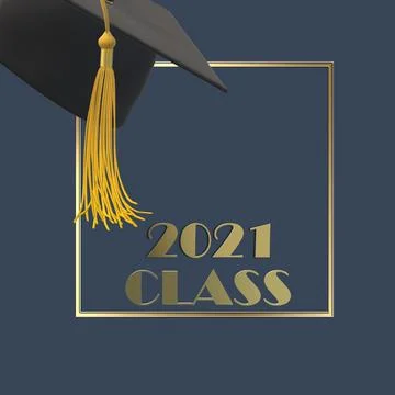 2021 class graduation on blue Stock Illustration