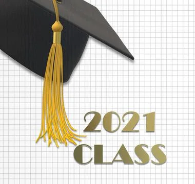 2021 class graduation on blue Stock Illustration