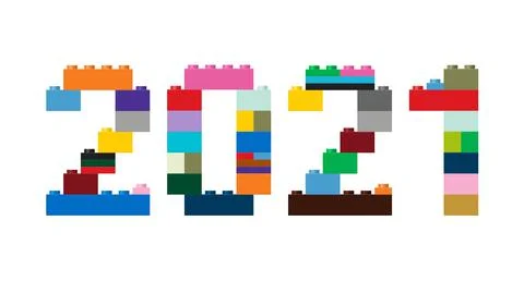 2021 in colored bricks Stock Illustration
