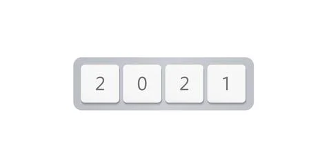 2021 computer keyboard buttons, New Year numbers, cover minimal design for Illustrazione stock