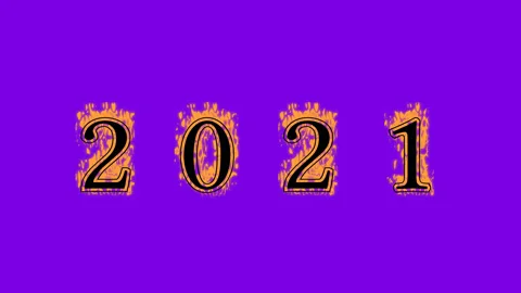 2021 fire text effect violet background Stock Footage 136066241