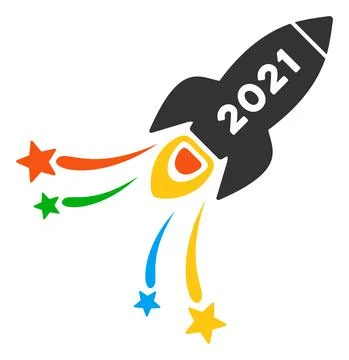 2021 Fireworks Rocket Vector Flat Icon Stock Illustration