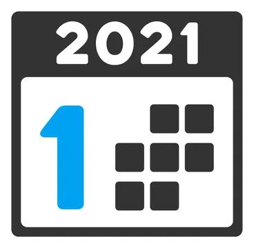2021 First Day Raster Flat Icon Stock Illustration