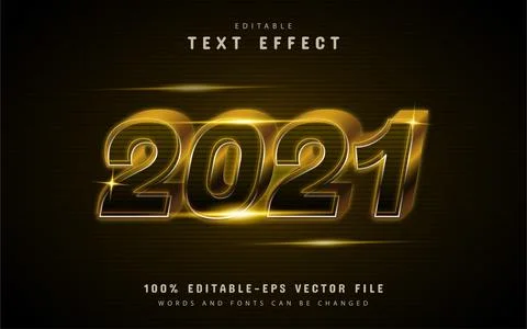 2021 gold text effect Illustrazione stock
