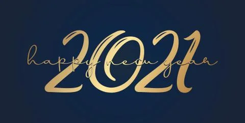 2021 HAPPY NEW YEAR script text handwriting lettering On Dark Blue background, V 스톡 일러스트