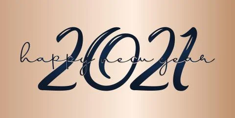 2021 HAPPY NEW YEAR script text handwriting lettering On Silver background, 2021 스톡 일러스트
