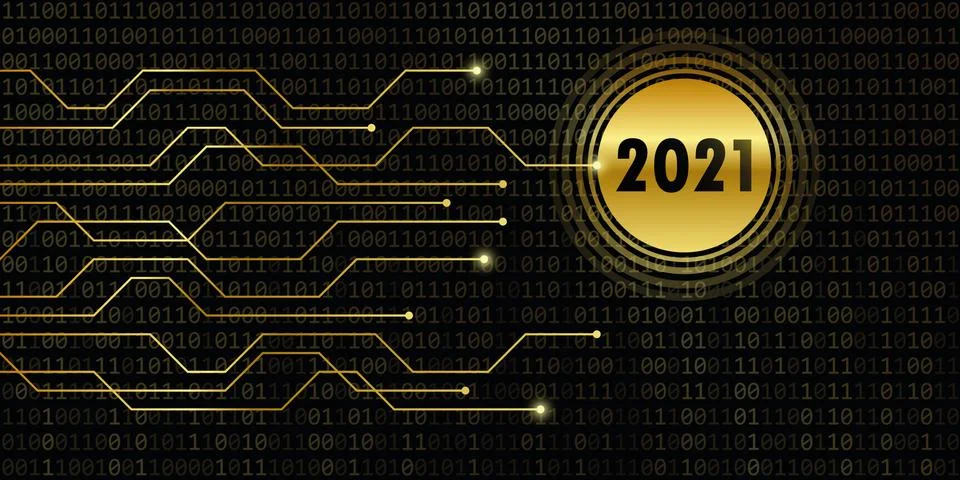 2021 new year on binary code background 스톡 일러스트