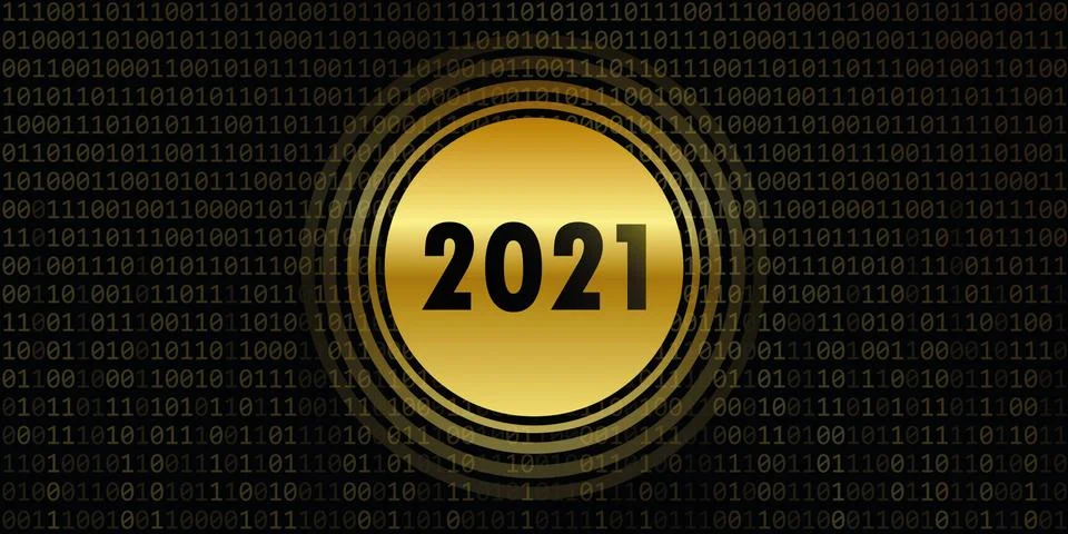 2021 new year on binary code background イラスト素材
